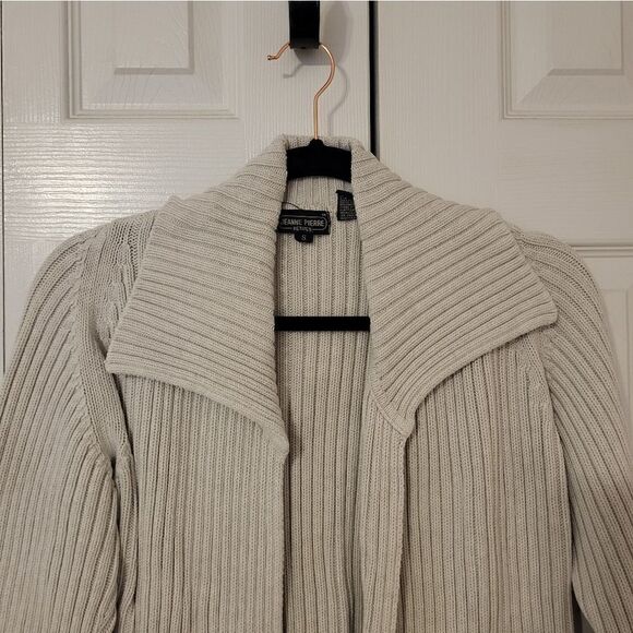 Jeanne Pierre cream collard open cardigan - Picture 3 of 6